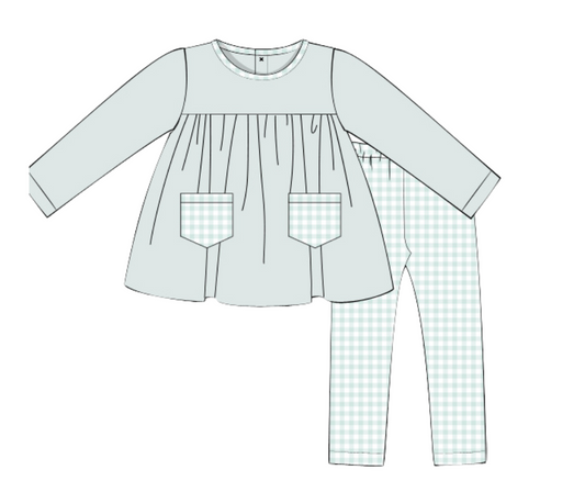 PO92: Sage Simple Knit Girls Pant Set