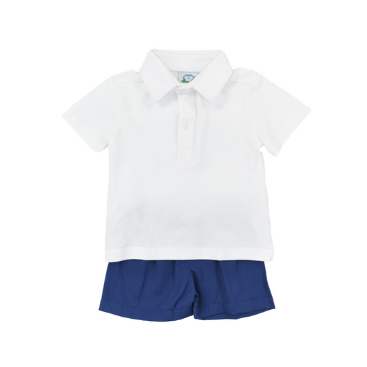 Navy and White Classic Boys Polo Short Set