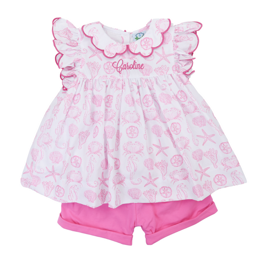 Seashell Printed Girl Short Set