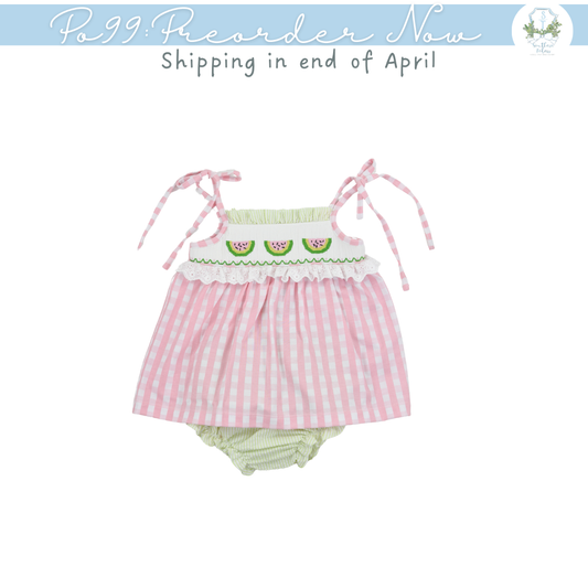 PO99: Smocked Watermelon Bloomer Set