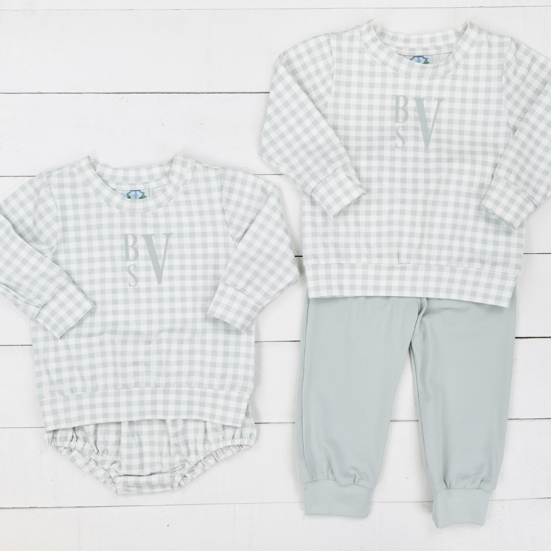 Monogram Sage Boys Diaper Set