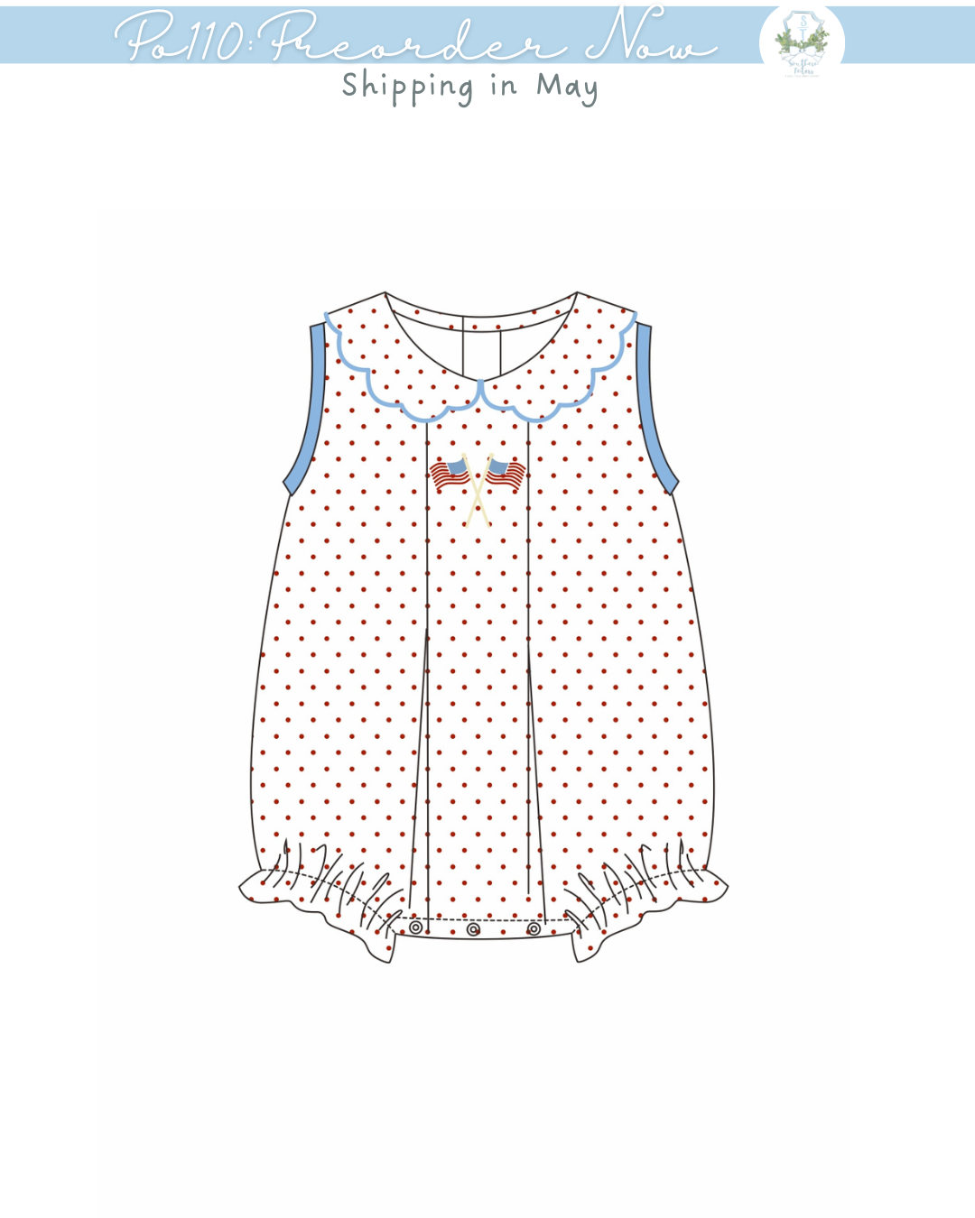 PO110: American Hand Stitch Flags Girl Bubble