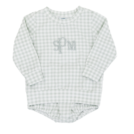 Sage Gingham Diaper Set