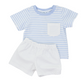 Blue Bitty Dot Boys Short Set