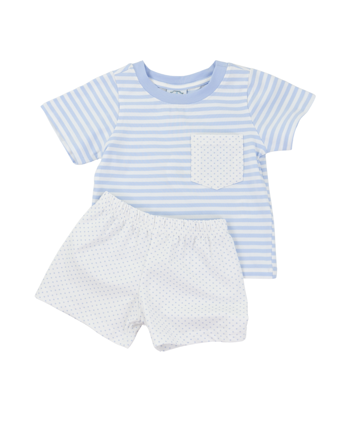 Blue Bitty Dot Boys Short Set