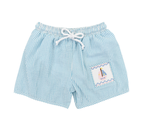 Stripe Sailboat Swim Trunks