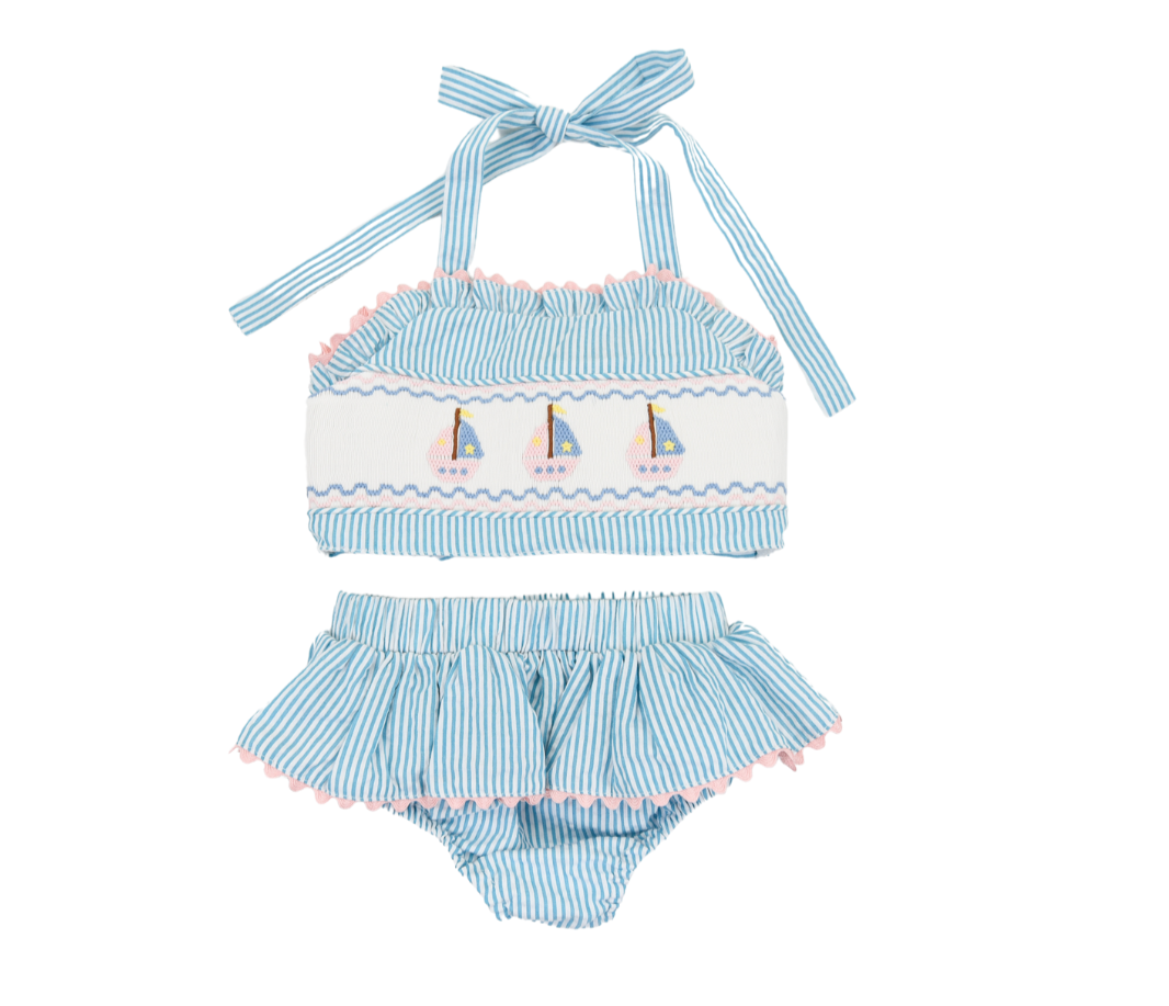 Stripe Sailboat 2pc Swimsuit