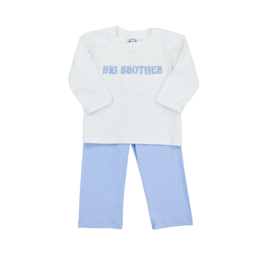 Blue Bitty Dot Embroidered Name Boys Pants Set