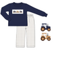 Smocked Tractor Boys Pant Set