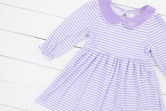 Purple Stripe Longsleeve Dress