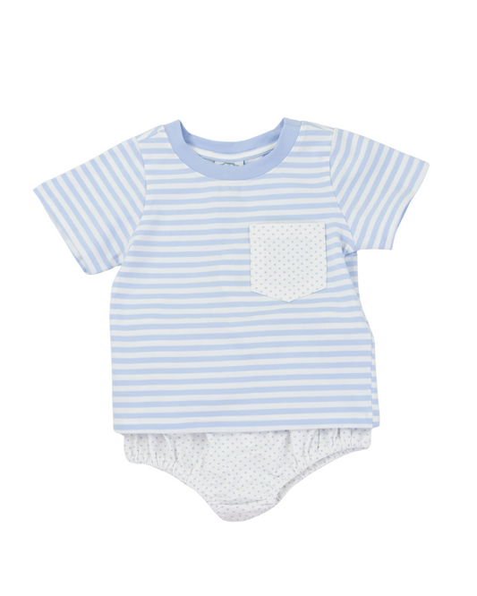 Blue Bitty Dot Diaper Set