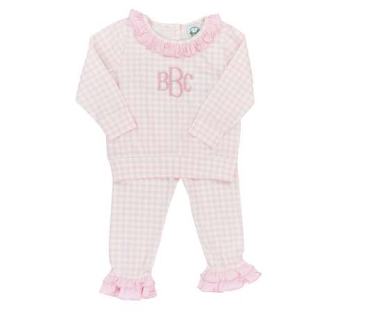 PO92: Pink Gingham Pants Set