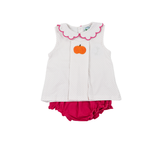 Pink Bitty Dot Pumpkin Diaper Set
