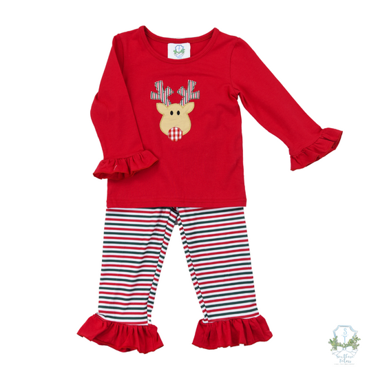 Red Ruffle Reindeer Lounge Set