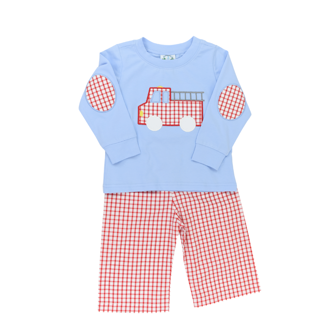 Firetruck Applique Pants Set