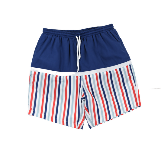 Dad Stripe Red and Blue Swim Shorts
