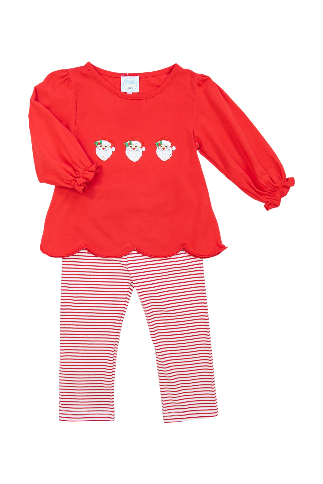 Red Stripe Santa Girl Pant Set