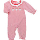 Red Stripe Santa Girls Long Romper