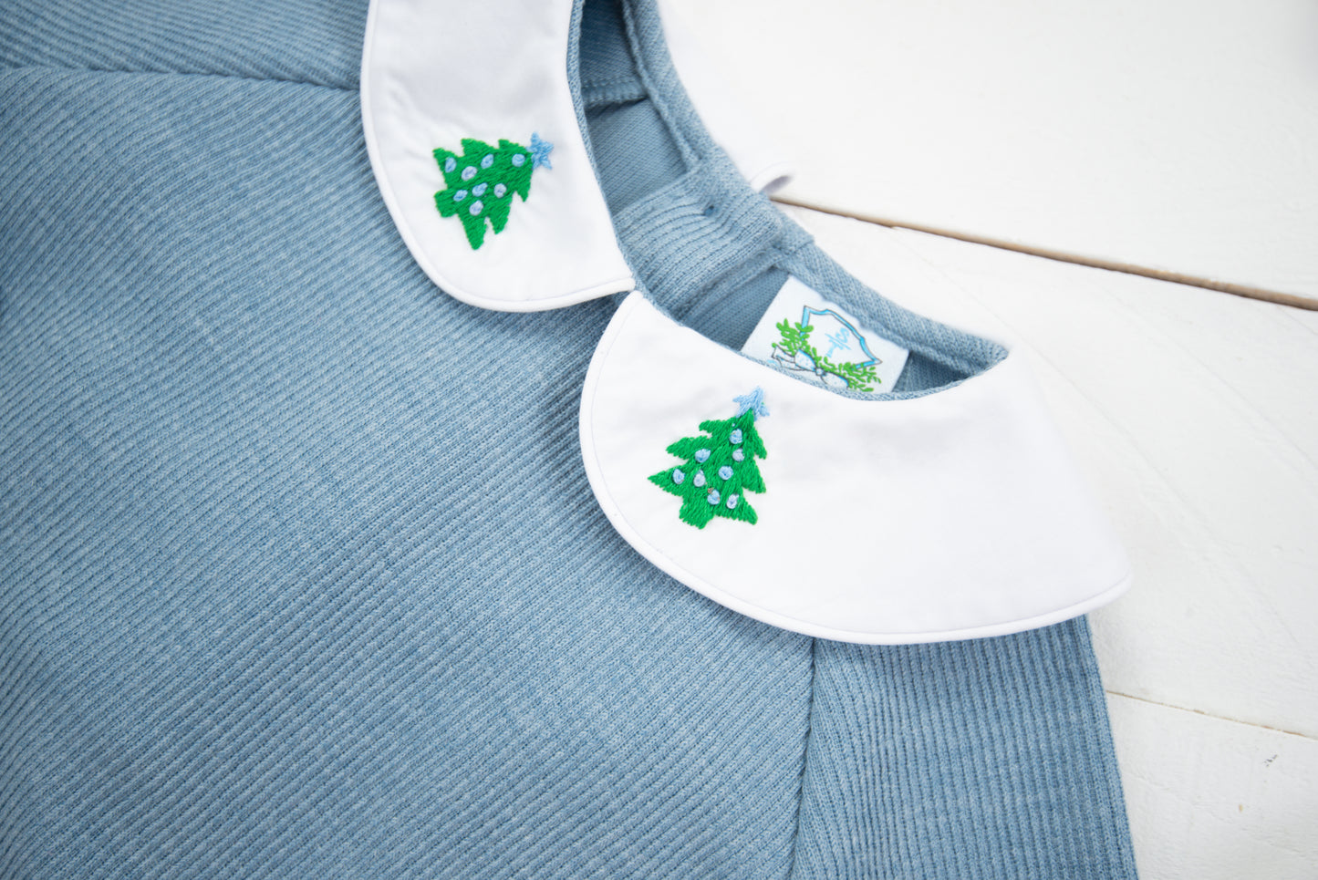 Tree Collar Boys Blue Sweater Bubble