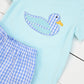 Light Blue Boys Duck Applique Short Set