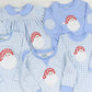 PO79: Blue Gingham Santa Boys Applique Romper