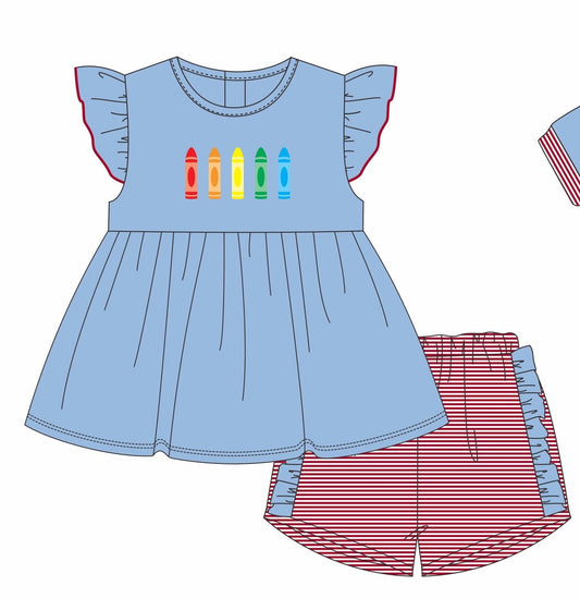 PO112: Loop Stitch Crayon Girl Short Set