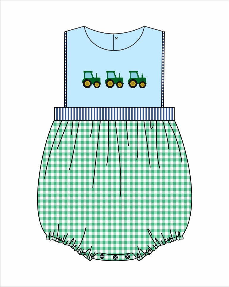 PO112: Hand Stitched Tractors Boy Bubble