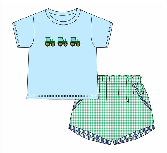 PO112: Hand Stitched Tractor Short Set