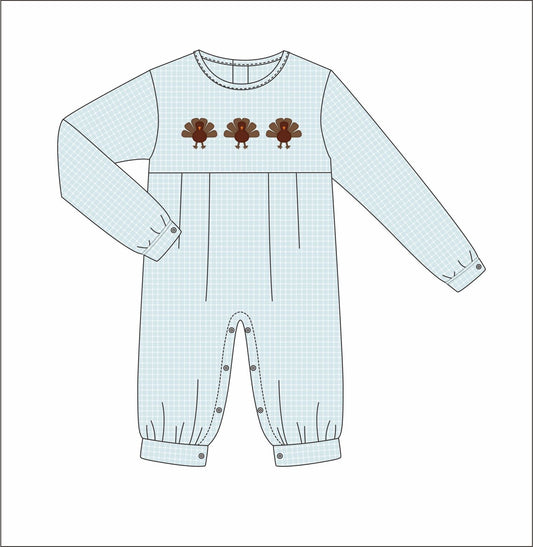 PO114: Turkey Day Boy Long Romper