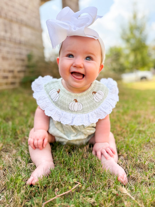 White Pumpkin Smock Girl Bubble