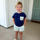 Sage Gingham and Navy Pumpkin Short Set
