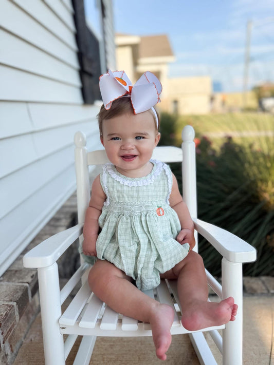 Sage Gingham Pumpkin Girl Bubble