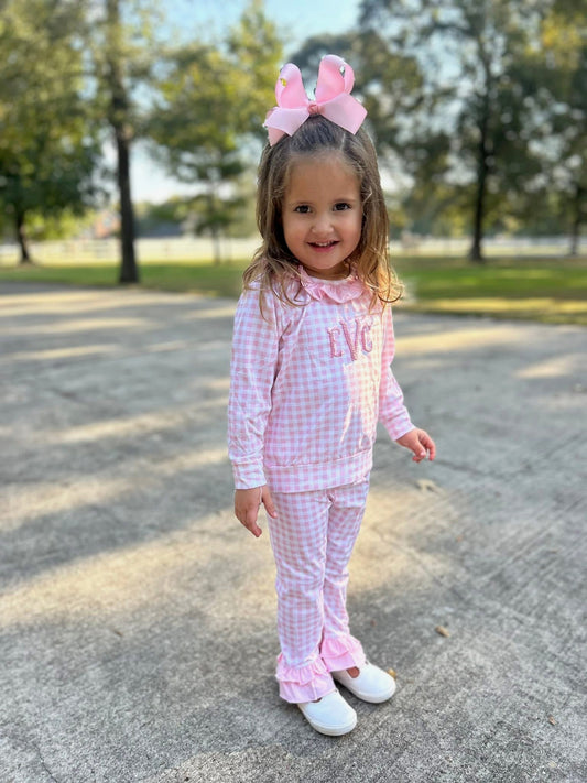 Pink Gingham Pant Set