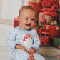 PO79: Blue Gingham Santa Boys Applique Romper