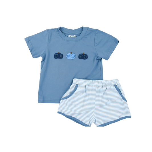 Cute & Colorful Pumpkin Knit Boys Short Set