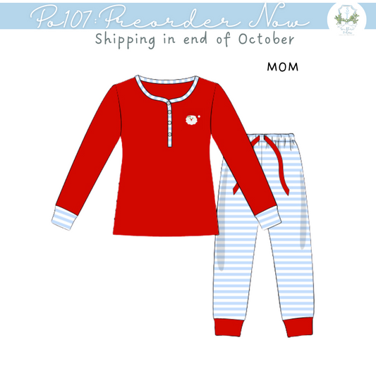 PO107: Blue Stripe Mom Lounge Set