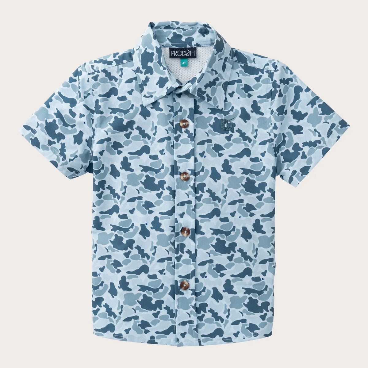 Boys' Short Sleeve Button Down Shirt in Cool Blues Break Point Camo
