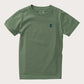 Boys' Short Sleeve Cotton T-shirt in Hedge Green with Rainbow Trout Fish