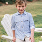 Boys' Long Sleeve Founders Kids Fishing Shirt Navy Blue Peony Surfside Plaid