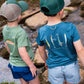 Boys' Short Sleeve Cotton T-shirt in Hedge Green with Rainbow Trout Fish