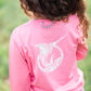 Girls' Pro Performance Long Sleeve T-shirt in Geranium Pink Camo Logo