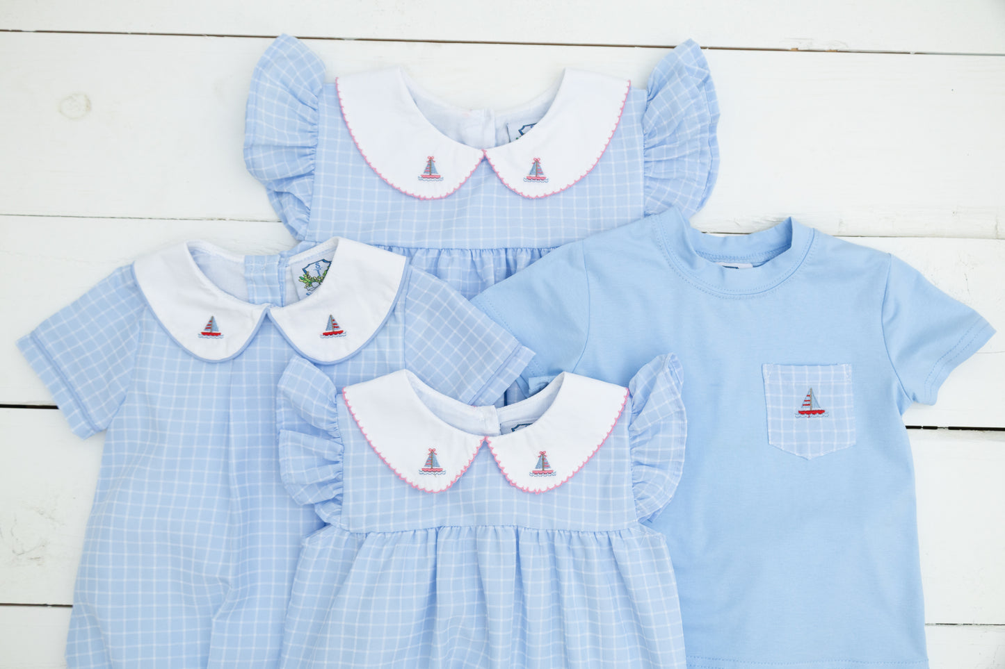 Plaid Sailboat Boy Short Set