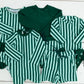 PO111: Green & Mint Stripe Swim Trunk Set