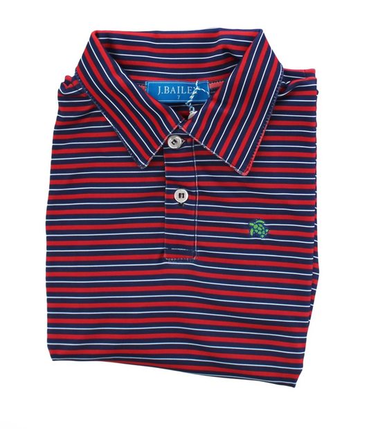 L/S Performance Polo Red/Navy
