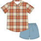 PO114: Fall Plaid Polo Short Set