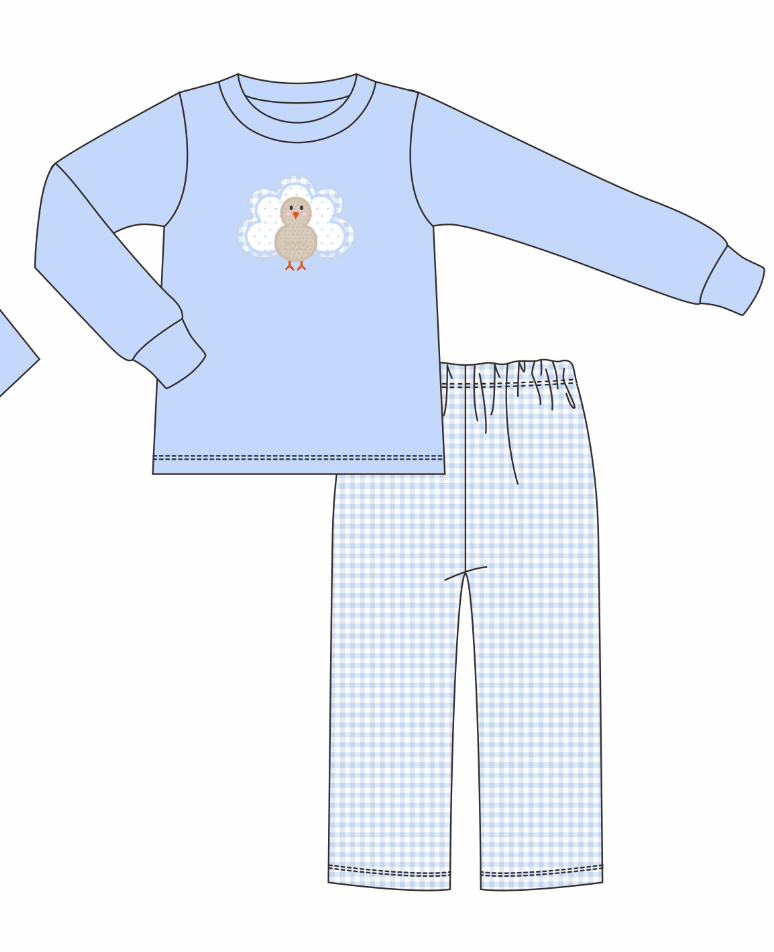 PO114: Turkey Applique Boy Pant Set