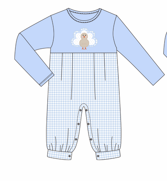 PO114: Turkey Applique Long Romper