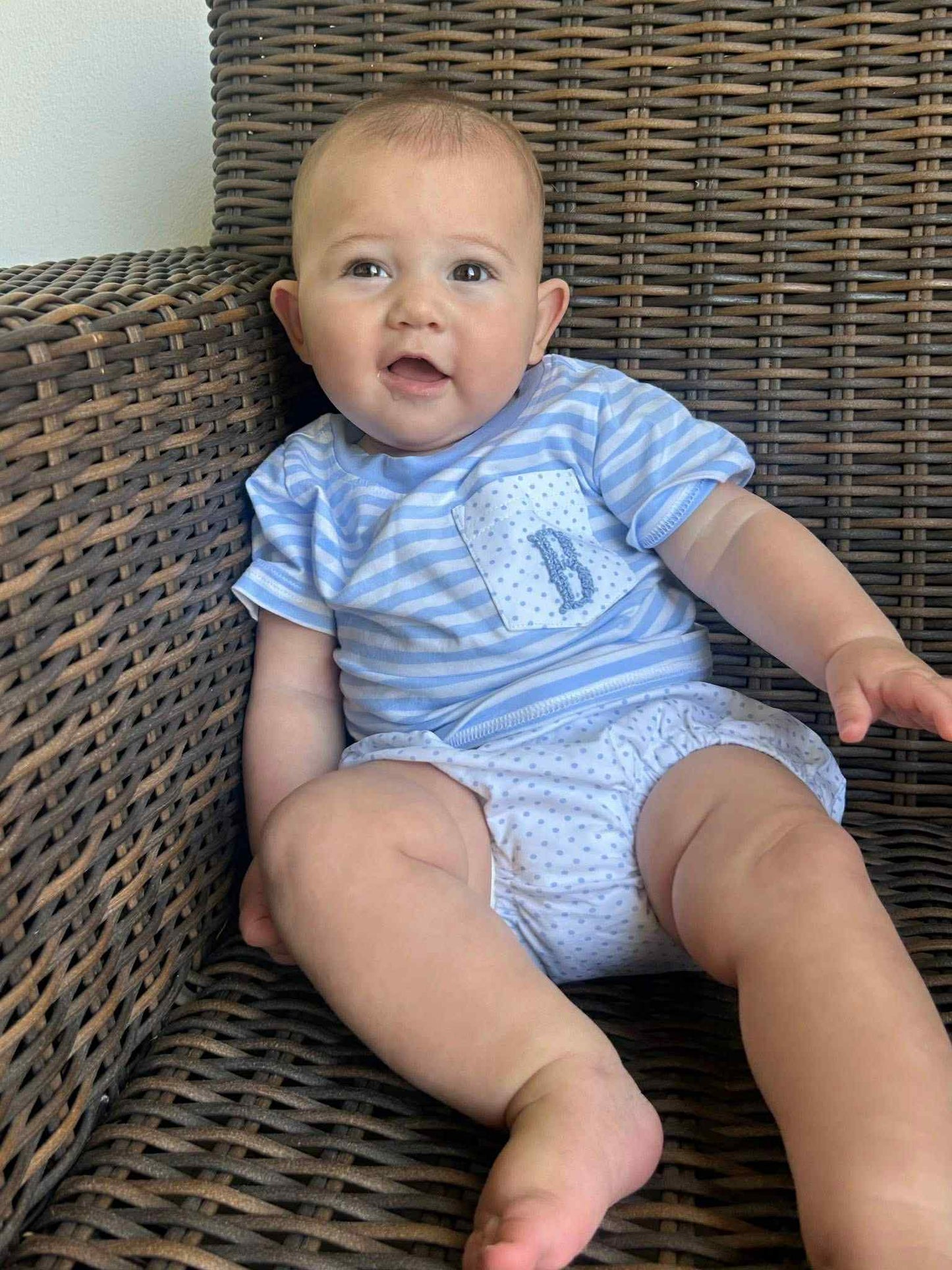 Blue Bitty Dot Diaper Set