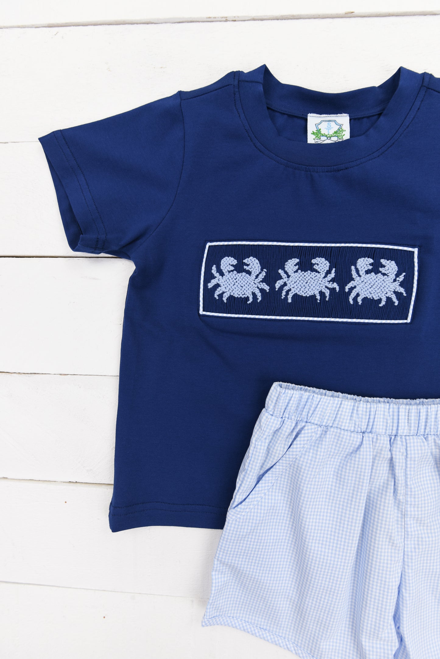 Gingham Crabs Boy Short Set