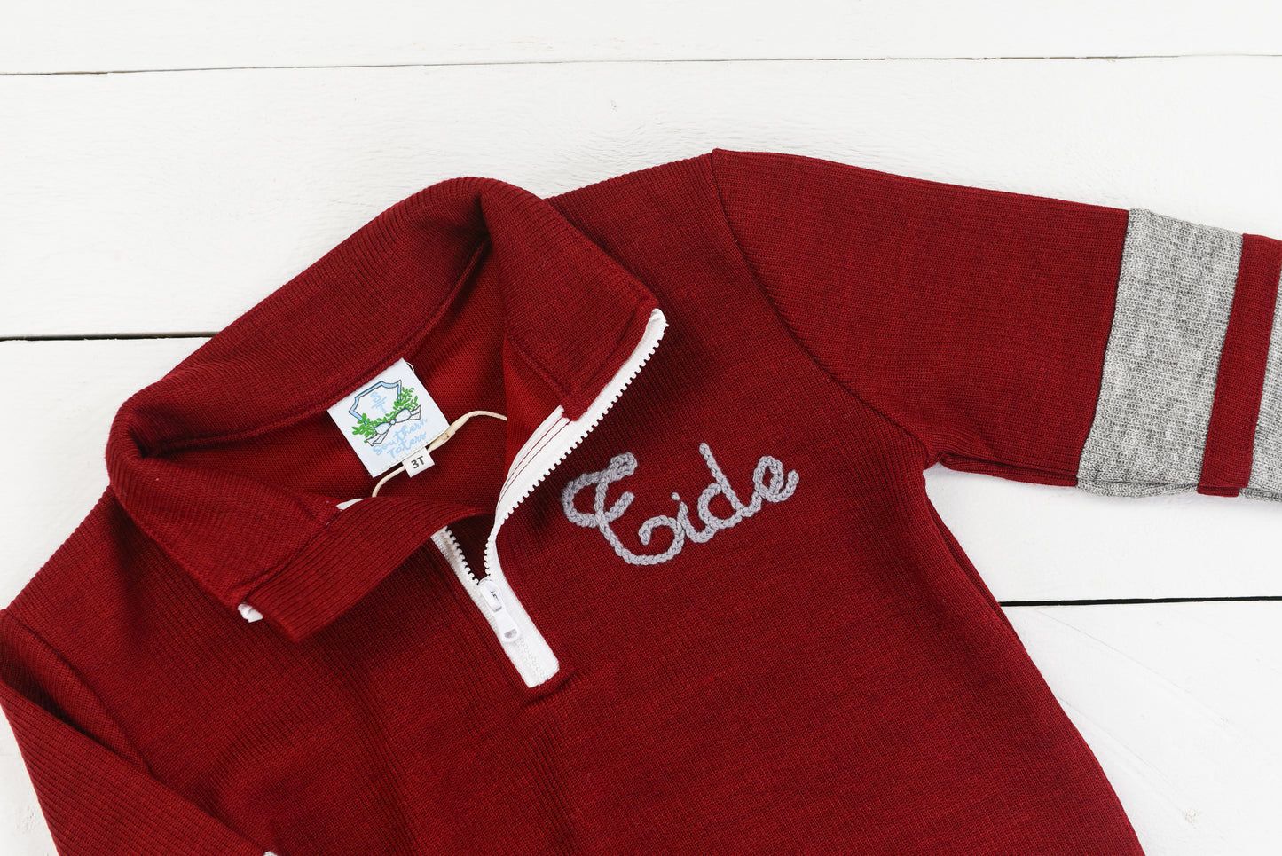 Dark Red Chainstitch Pullover